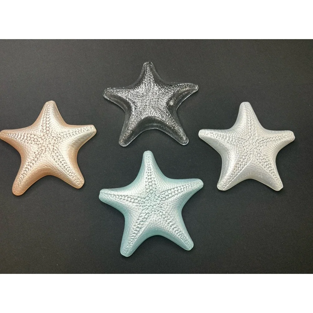 Iridescent Glass Starfish Candle Holder Plate Dish‎ 6.5x5